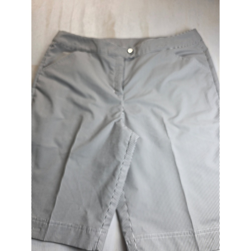 Callaway Golf Shorts Womens 12 Grey White Pinstripe Stretch Preppy Academia